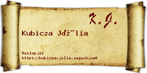Kubicza Júlia névjegykártya