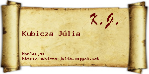 Kubicza Júlia névjegykártya